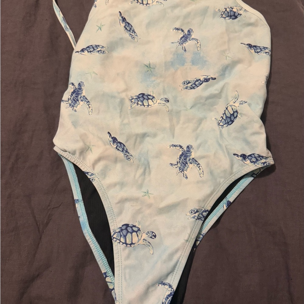 Jolyn Clothing Blue Turtle Print One Piece Swimsuit